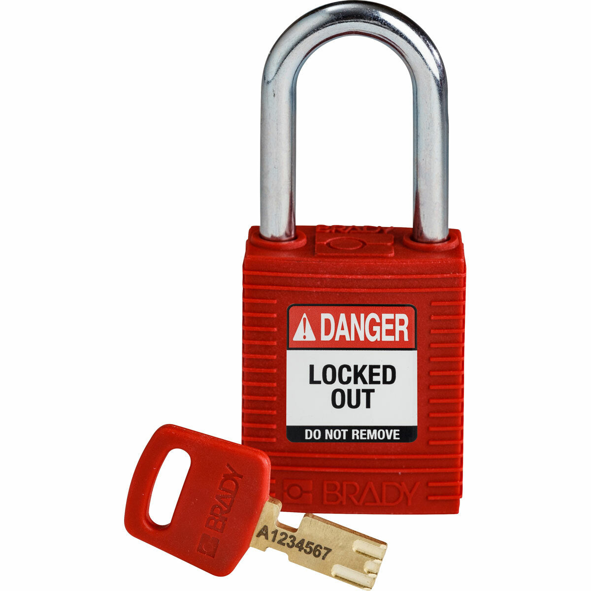 Brady NYL-RED-38ST-KD Nylon Padlock 1.5 Steel Shackle KD RD