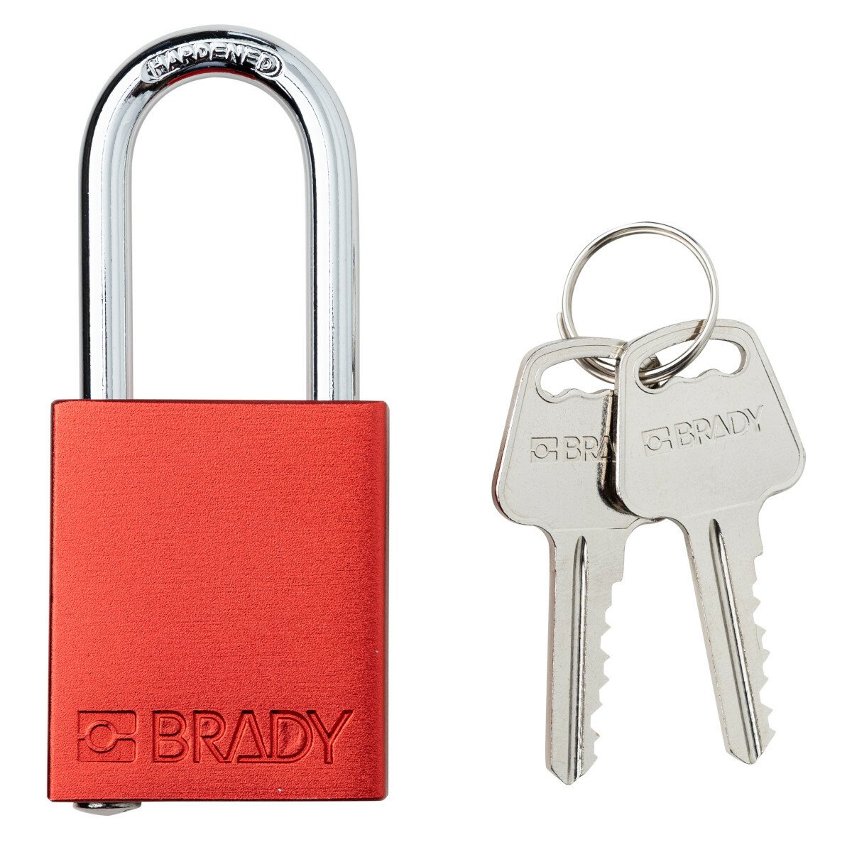 Brady SDAL-RED-38ST-KD Alum Padlock 1.5 in Steel Shackle Keyed Different