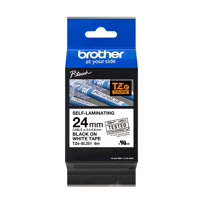 Brother TZESL251 Self-Laminating Label Black Ink on White 0.94 in x 26.2 ft