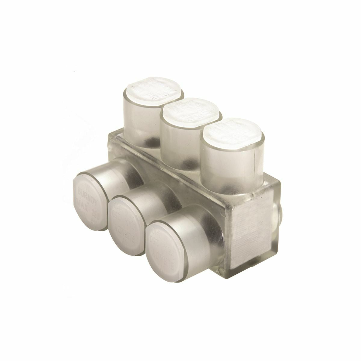 BURNDY BIBS43 Aluminum Multiple Tap Connector, Clear Insulated, 3 Port, 1 Sided Entry, 14-4 AWG