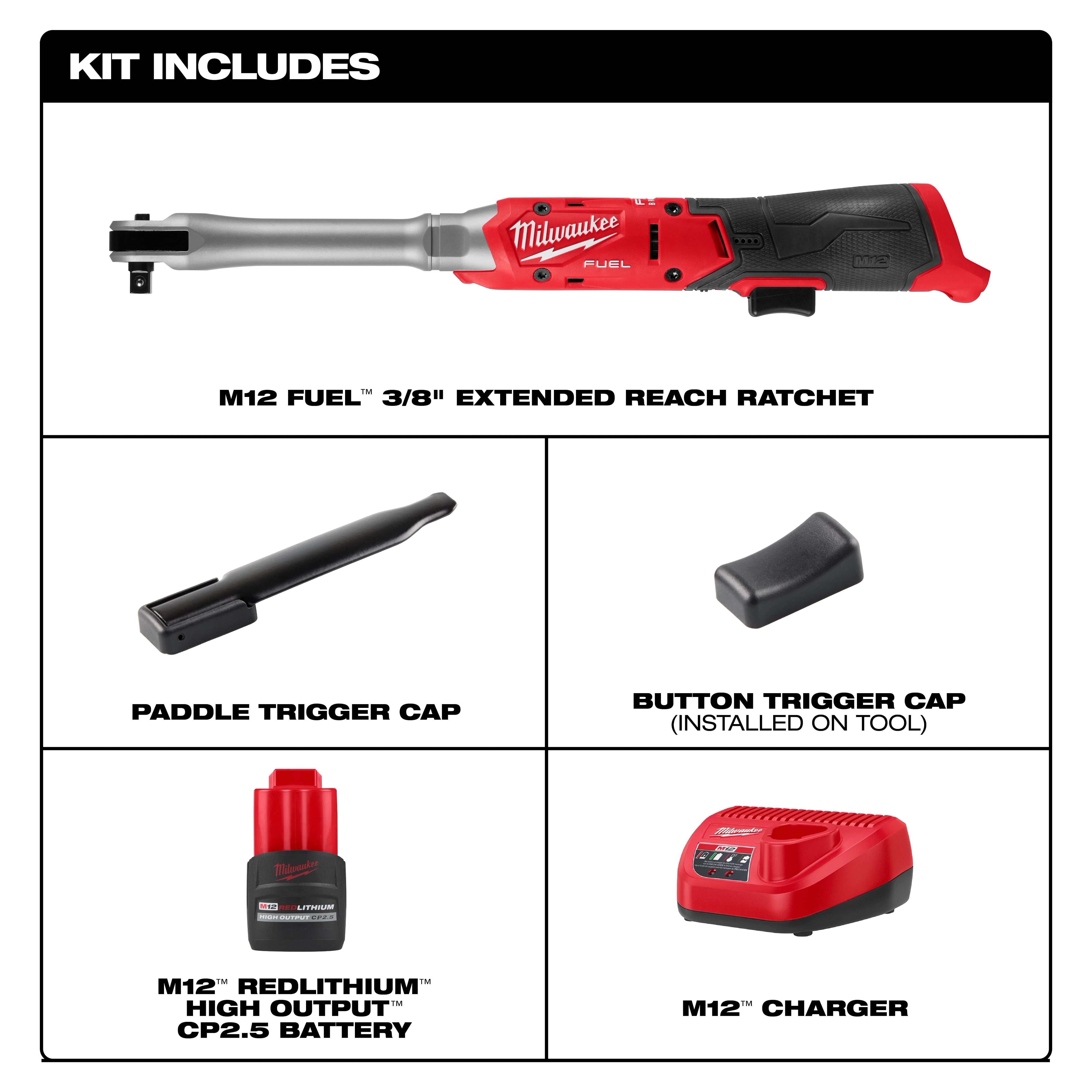 MILWAUKEE Milwaukee 3059-21 M12 Fuel Extended Reach Ratchet Kit 12V (3/8 in)