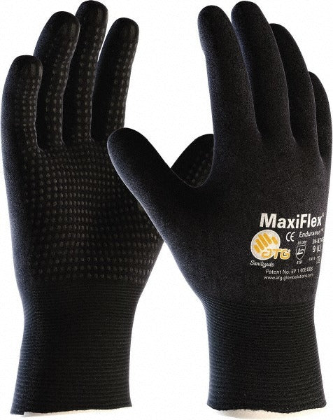 ATG Atg 34-8745/L-OLD Seamless Nylon Work Gloves Black Large