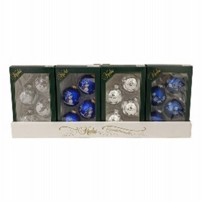 GERSON Gerson CBK011005A Ornament Assortment 12 Piece Blue Silver White