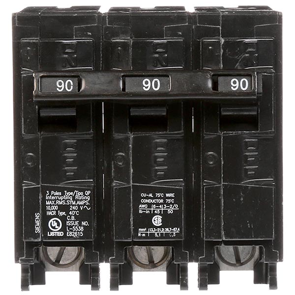 Siemens Q390 Breaker 90 Amp 3-Pole 240 Volt Circuit Breaker