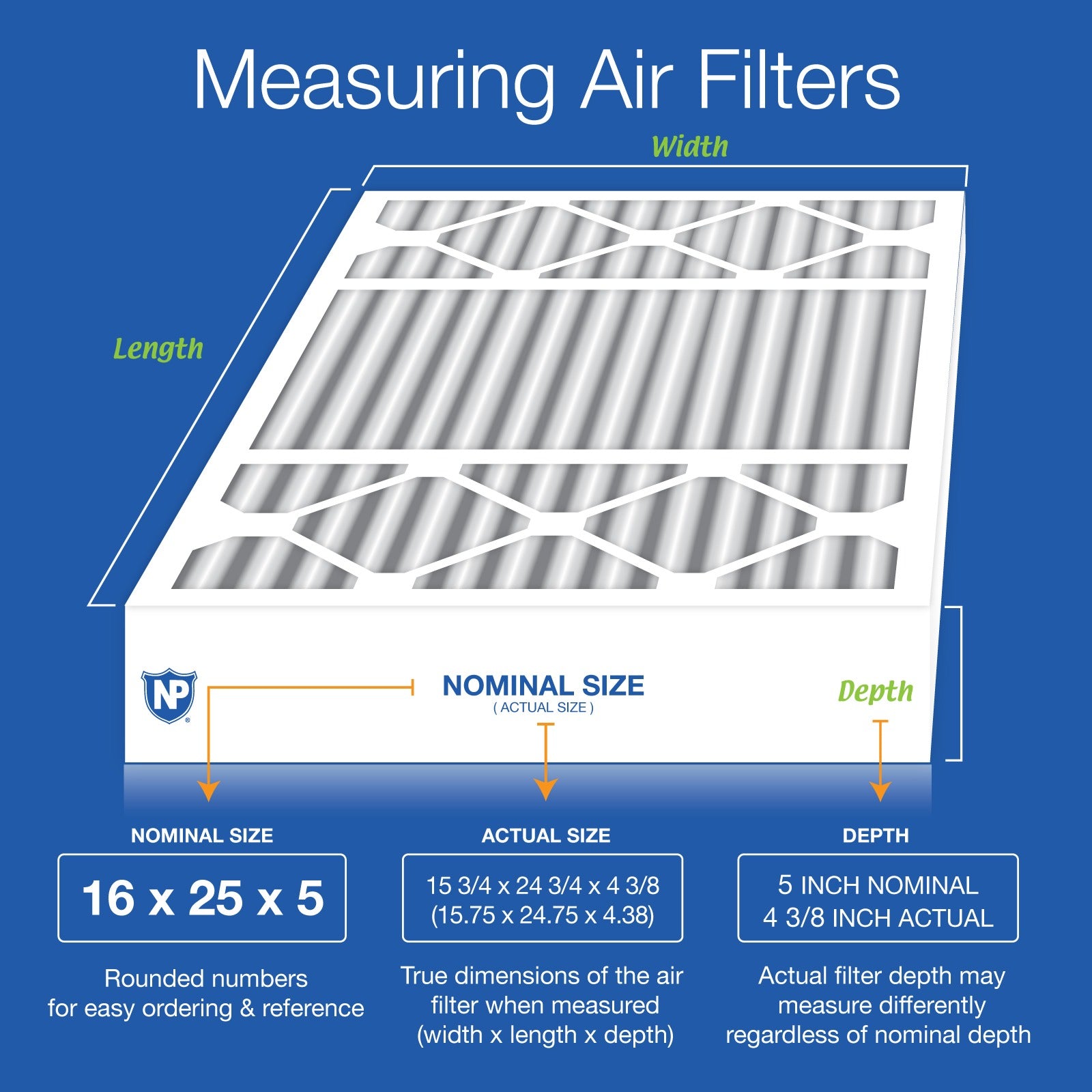 NORDIC PURE Nordic Pure 16x25x5HM12-4 Merv 12 Air Filter 4 Pack