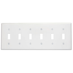 Leviton 86036 Standard Size Traditional Wallplate, 6 Gangs, 4.5 in H x 11.8 in W, Thermoset, Ivory