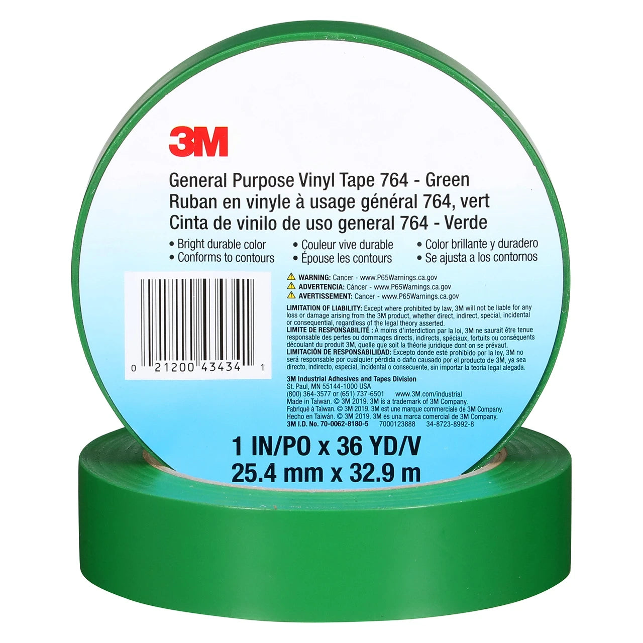3M 3M 7000123888 General Purpose Vinyl Tape 764 (1 in x 36 yd, 5.0 mil, 36 per case)