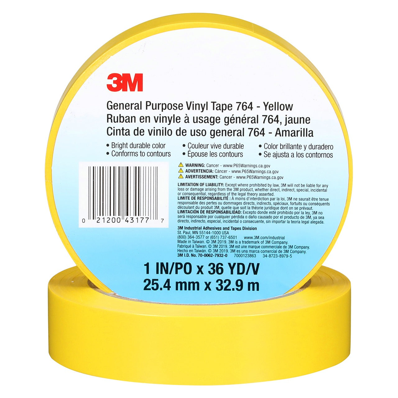 3M 3M 7000123863 General purpose vinyl tape 764 1 in x 36 yd (case of 36)