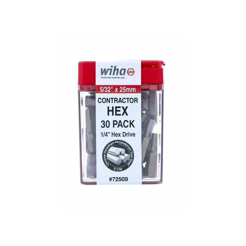 WIHA Wiha 72509 Hex Insert Bit 1/4 in Drive 5/32 in Hex 30 Pc