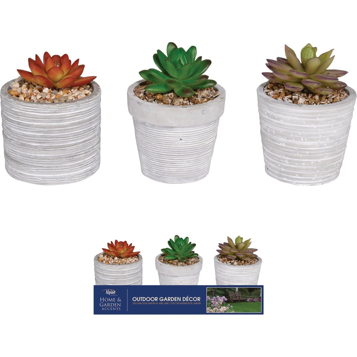 ALPINE Alpine KGD212ABB Succulent Decorative Pot Set of 3