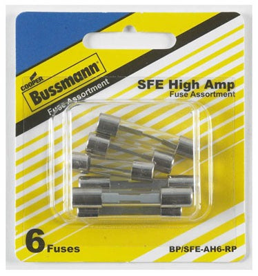 BUSSMANN Cooper Bussmann BP/SFE-AH6-RP Glass Fuse Assortment 6pc