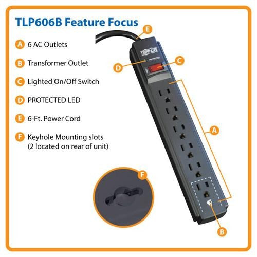 EATON Eaton TRPTLP606B Surge Suppressor 790 Joules (6 Outlets / 6 ft Cord)