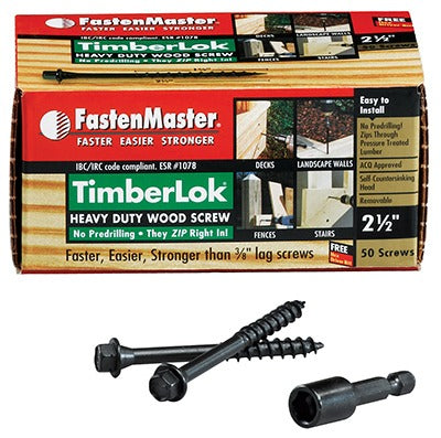 FASTENMASTER Omg Inc FMTLOK212-50 Heavy Duty Wood Screw 2.5in 50pk