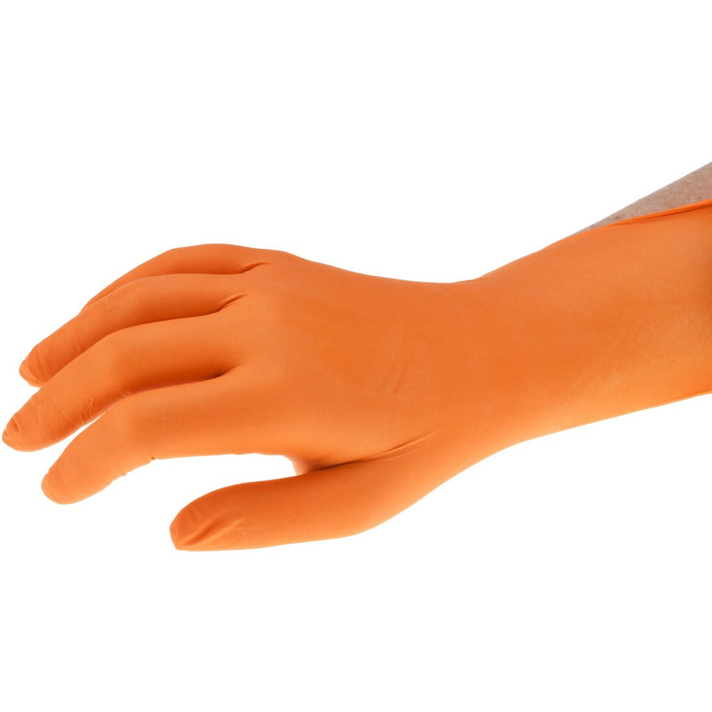 PRO-SAFE Pro-safe 63-332ORPF/L Nitrile Gloves 5 Mil Large Orange 100 Pack