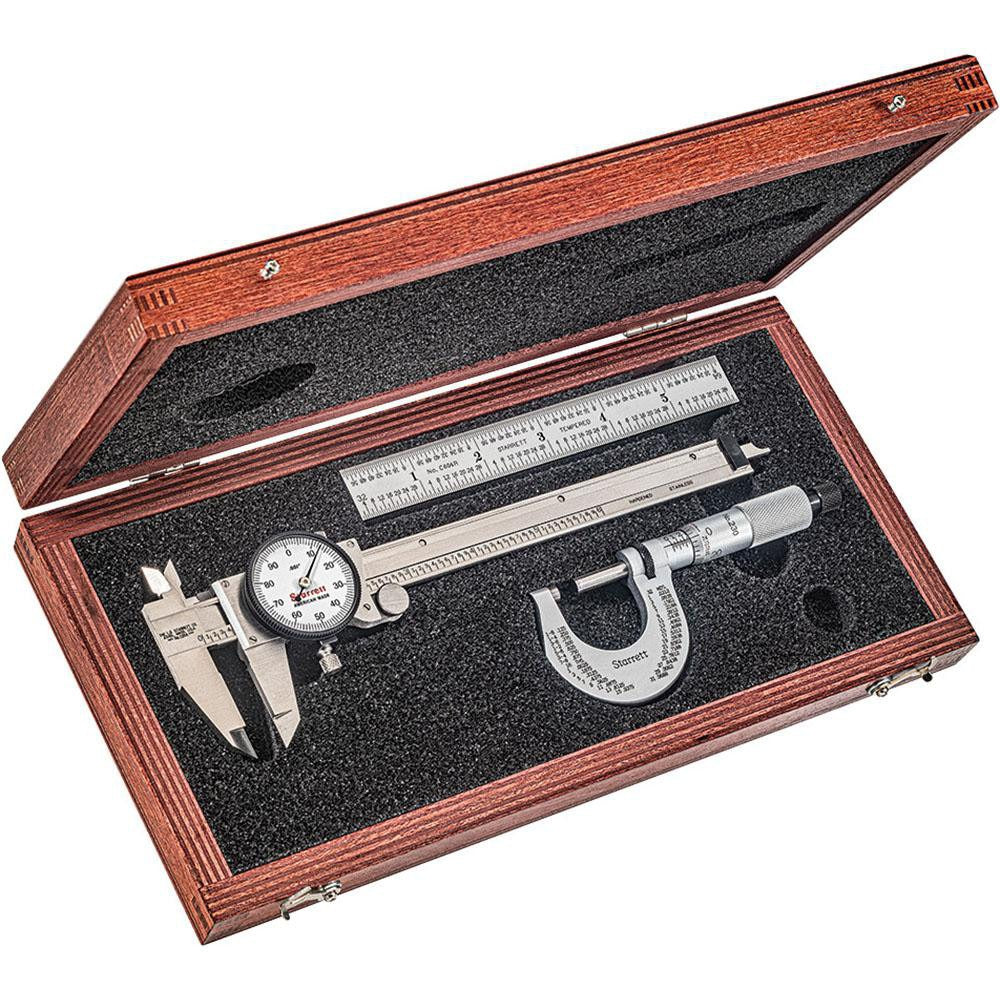 STARRETT Starrett 65122 Machinist Caliper Micrometer Kit 4 Piece