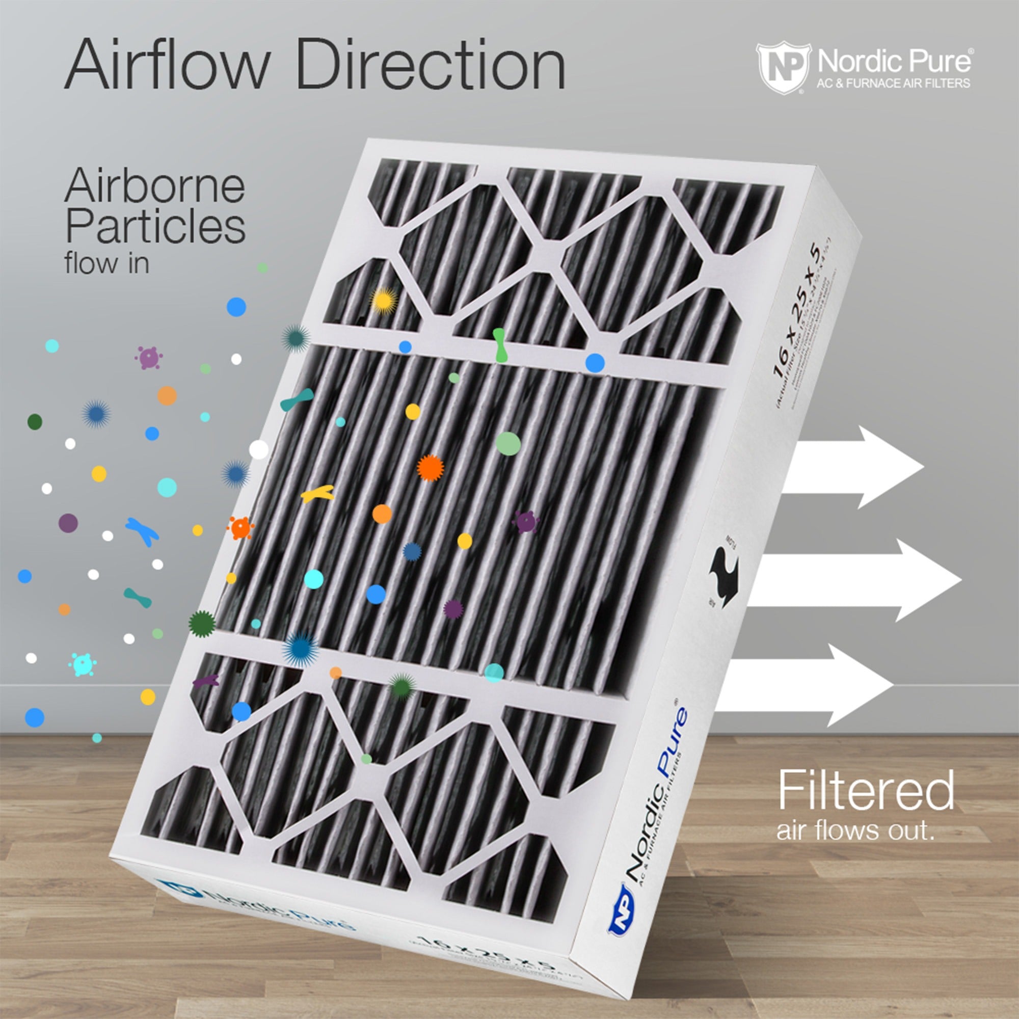 NORDIC PURE Nordic Pure 16x25x5HPM10C-2 Merv 10 Carbon Air Filter 2 Pack