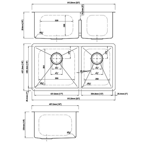 DAKOTA Dakota Plumbing Products DSM-6040LDGBK Undermount Kitchen Sink