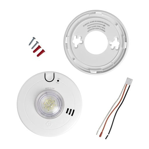 FIRST ALERT First Alert SM110LED-AC Hardwired Photoelectric Smoke Alarm 10-Year Battery Backup (1-Pack) 7020BSL