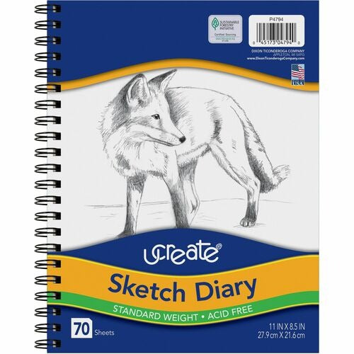 PACON Pacon PAC4794 Sketch Diary 8.5x11 70 Sheets Spiral Bound