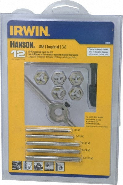 IRWIN Irwin 24605 Tap Die Set 6-32 to 1/4-20 Unc Unf 12 Pc
