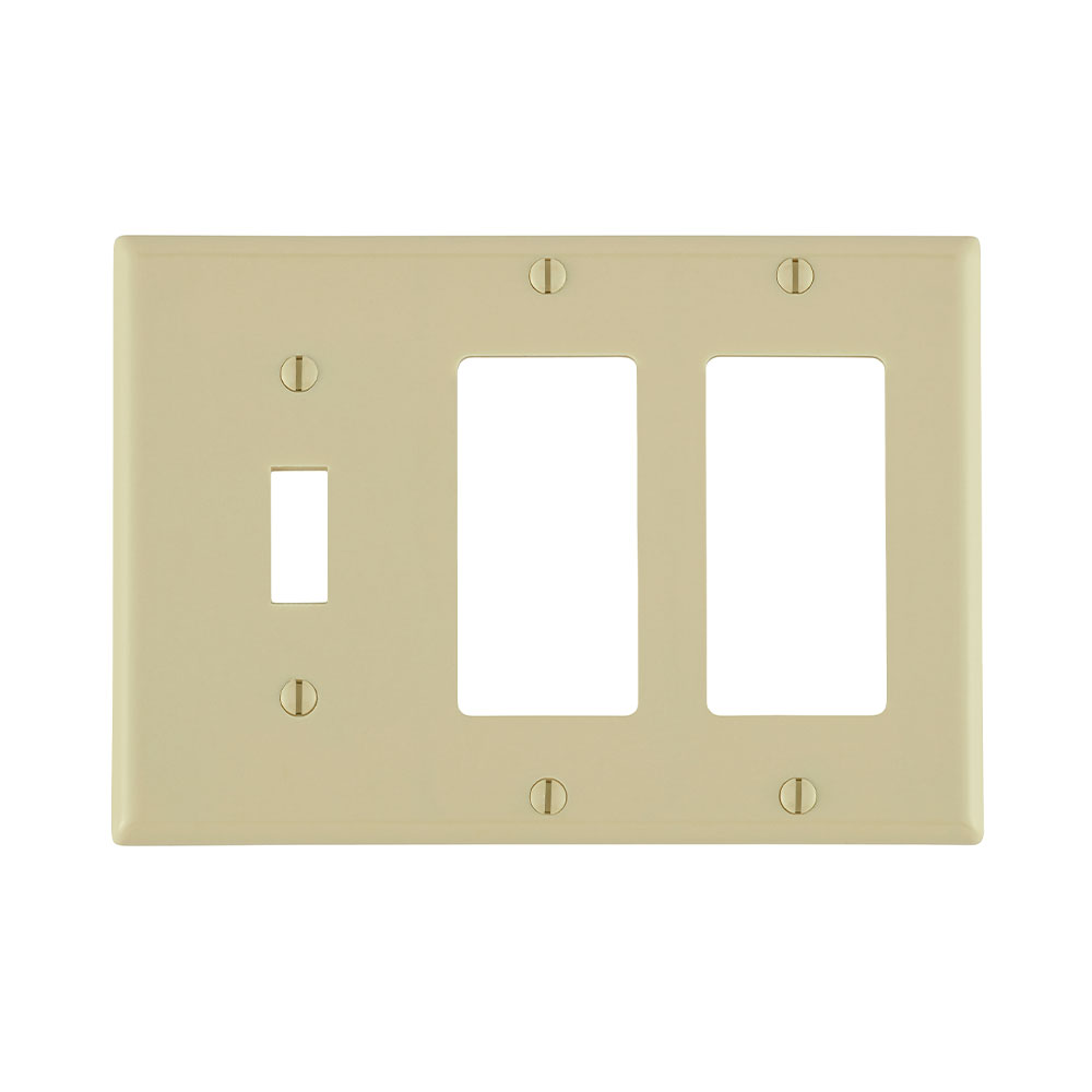 Leviton 80431-I Combination Wallplate 3 Gangs Standard Size Thermoset Ivory