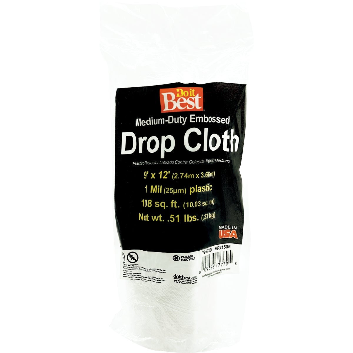 BSC PREFERRED Bsc Preferred P115RDBEM Plastic Drop Cloth 1 Mil 9x12