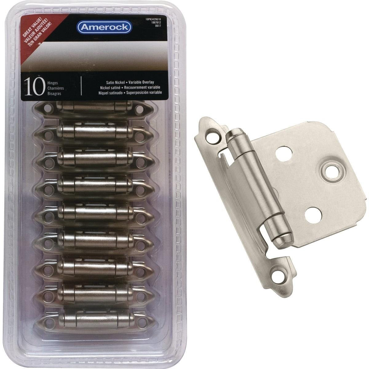 AMEROCK AMEROCK 1887612 Satin Nickel Face Mount Self-Closing Overlay Hinge 10-Pack