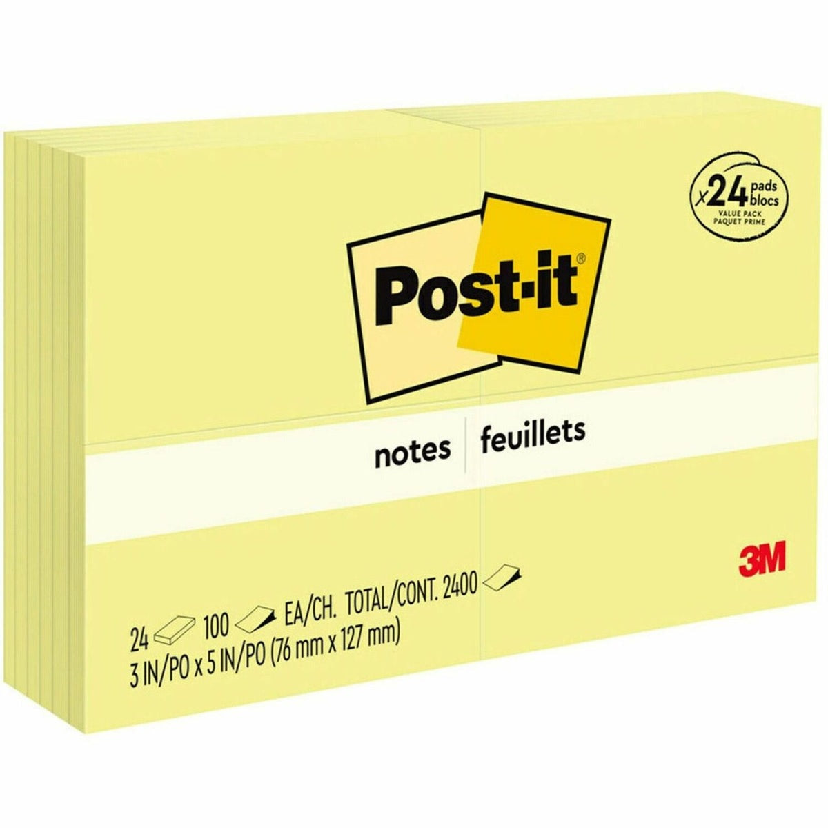 3M 3M MMM65524VAD Post-it Notes Value Pack 3 inches x 5 inches 24/Pack 655-24VAD