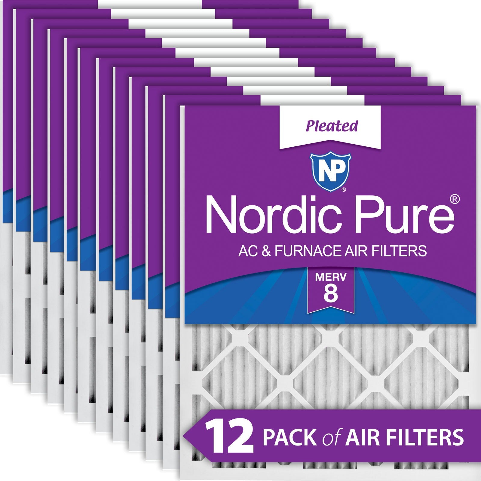 NORDIC PURE Nordic Pure 10x10x1M8-12 Pleated Air Filter Merv 8 12 Pack