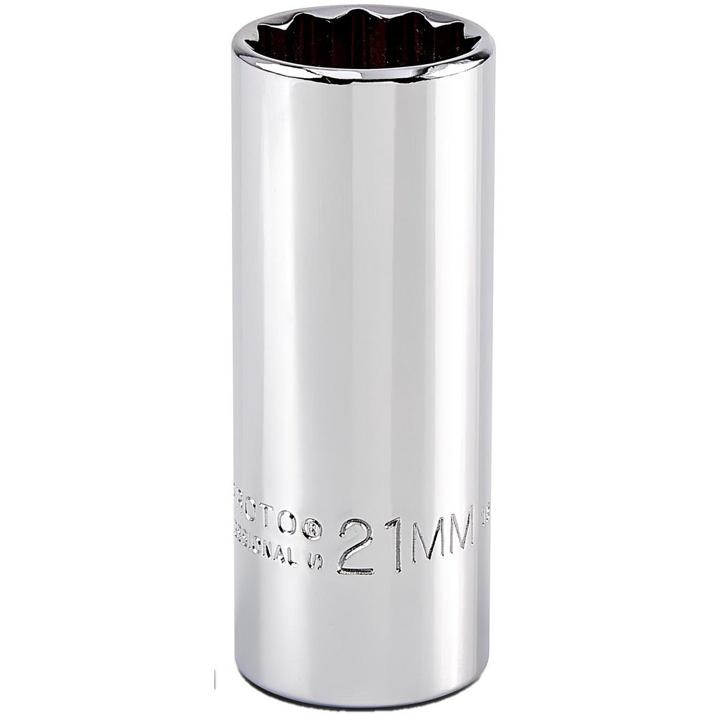 PROTO Proto J5021M Deep Hand Socket 21mm 12-point 3/8 Drive