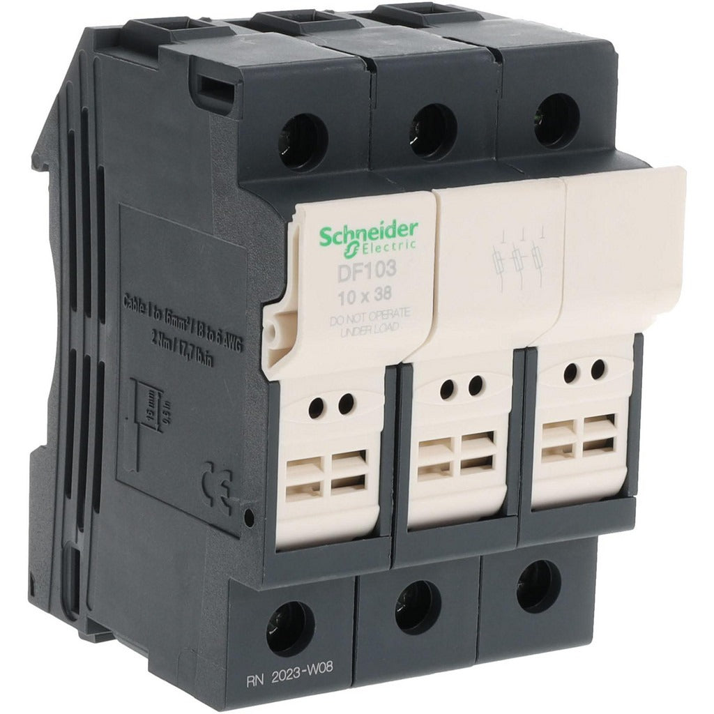 SCHNEIDER ELECTRIC Schneider Electric DF103 3 Pole Din Rail Fuse Holder 600V 32A