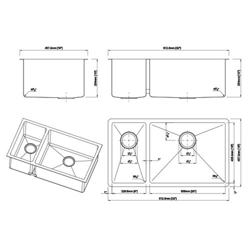 DAKOTA Dakota Plumbing Products DSM-3070GBK Undermount Kitchen Sink