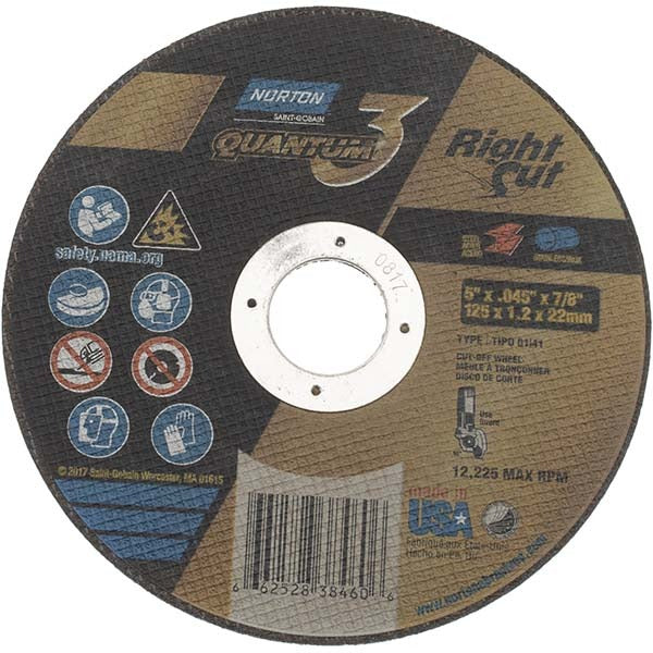NORTON Norton 66252838460 Ceramic Alumina Cutoff Wheel Type 1 5 in