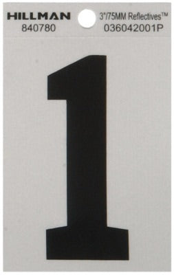 HILLMAN Hillman Fasteners 840780 Mylar House Number 1 3in Black Silver