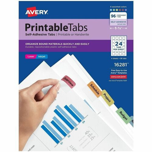 AVERY Avery AVE16281 Printable Self-adhesive Plastic Index Tabs