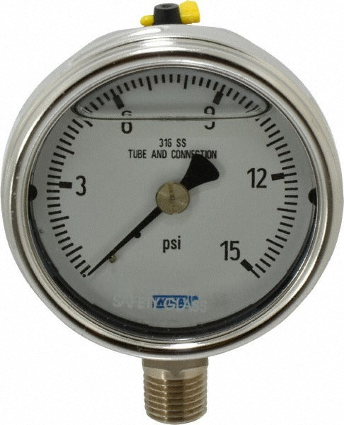 WIKA Wika 9831856 Pressure Gauge 0-15 Psi 2.5 in Dial Lower Npt