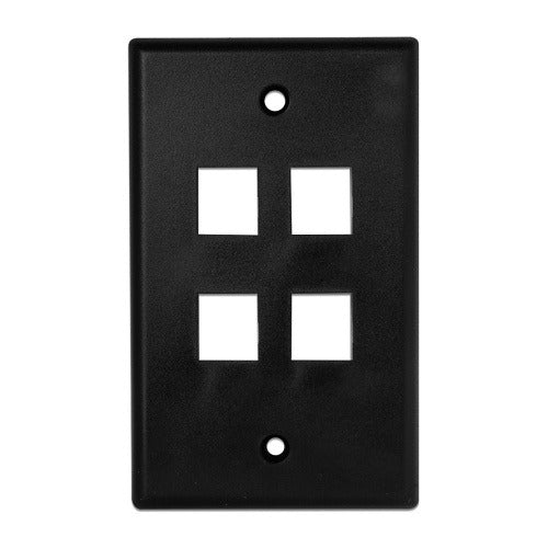 WIREPATH Wirepath PLATE-4-BK 4-port Keystone Wall Plate