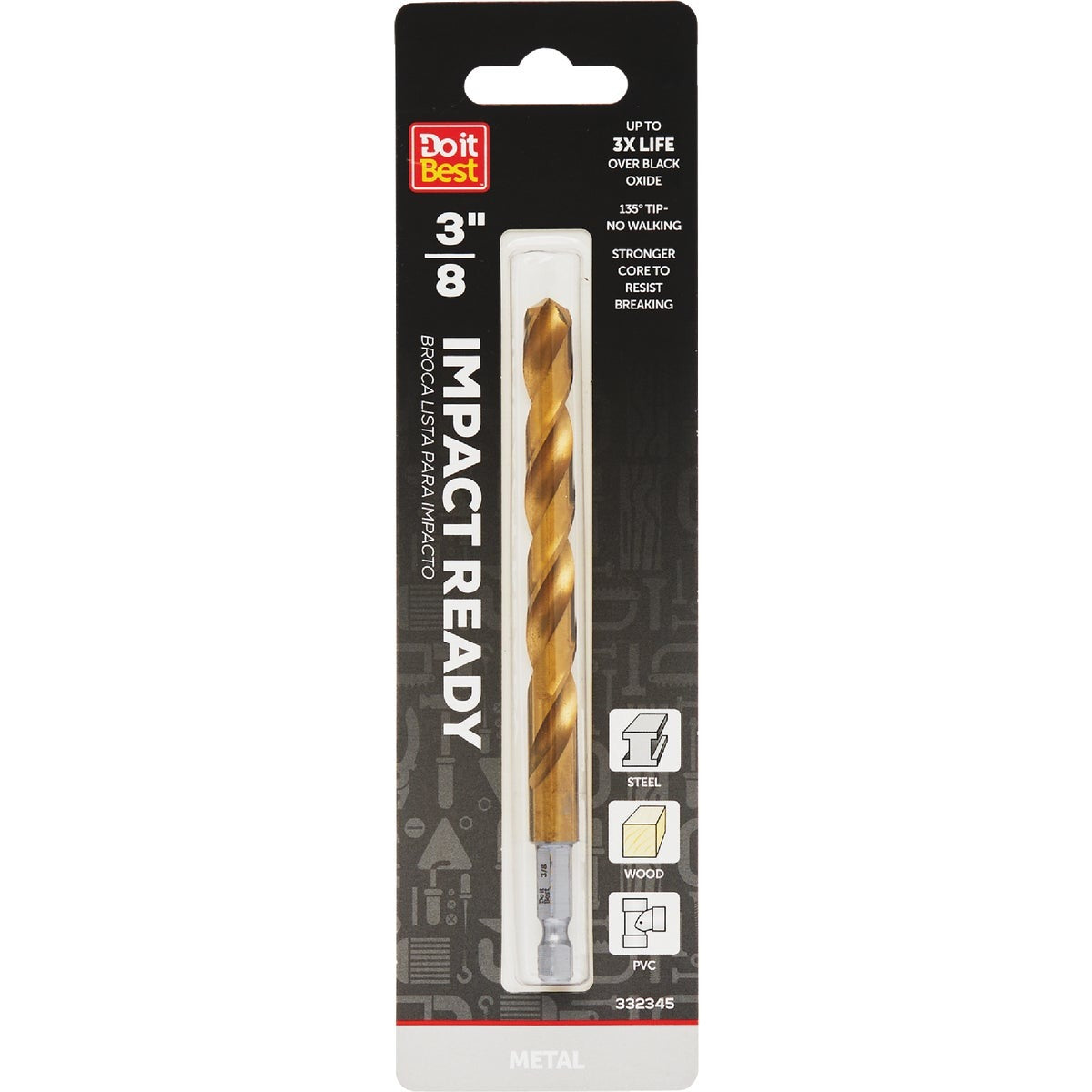 BSC PREFERRED Bsc Preferred QJDIB-DB-057 3/8 in Titanium Hex Shank Drill Bit