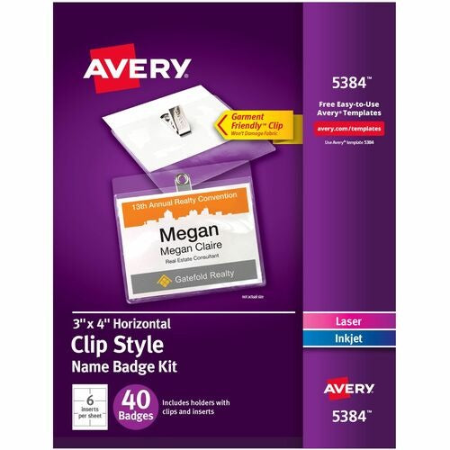AVERY Avery AVE5384 Name Badge Holders Top Load 3x4 in Box 40