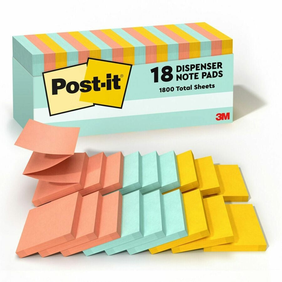 3M 3M MMMR33018APCP Post-it Dispenser Notes Beachside Cafe Collection 3 in x 3 in (18-Pack) R33018APCP