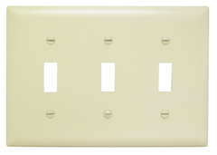 Pass & Seymour TP3I 3Gang Wall Plate, Toggle Switch, Nylon, Standard - Ivory