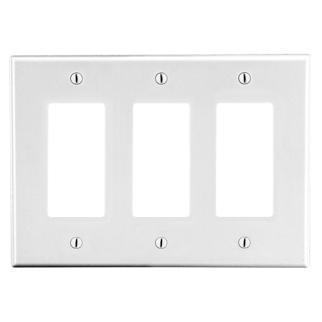 Hubbell P263W 3-Gang Decorator Wallplate, White