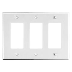 Hubbell P263W 3-Gang Decorator Wallplate, White