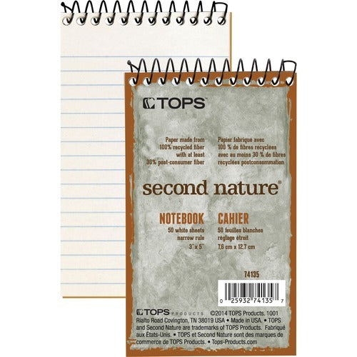 TOPS Tops TOP74135 Wirebound Notebook 70 Sheets 3x5 Narrow Ruled
