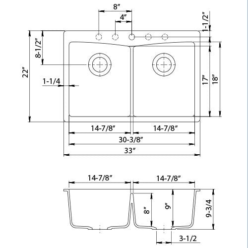 DAKOTA Dakota Plumbing Products GSE-QC5050-BE Kavlen 5050 Kitchen Sink