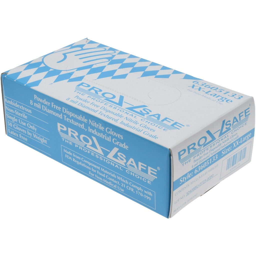 PRO-SAFE Pro-safe GL6BLD-8PF2X Nitrile Gloves 8 Mil 2XL 50 Pack