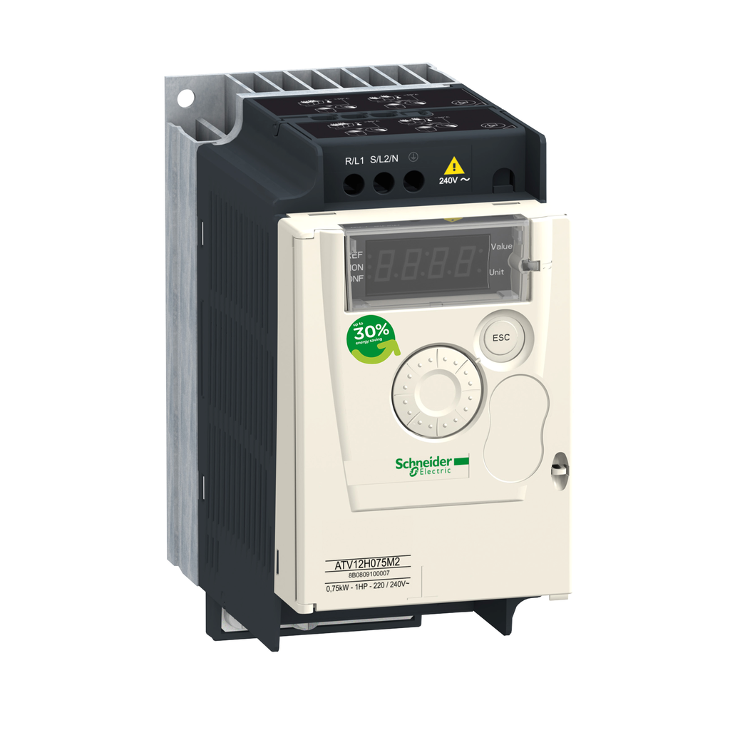 Schneider Electric ATV12H075M3 Square D 230 VAC 1 Hp 3-Phase Variable Speed Drive