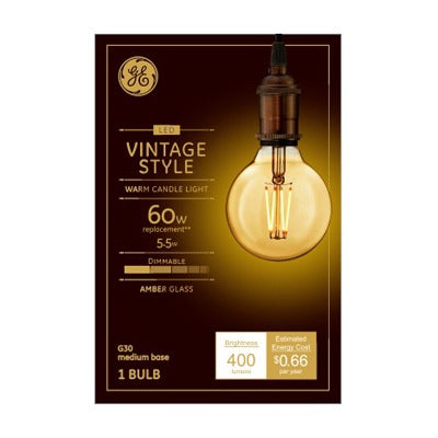 GE G E Lighting 42183 Led Vintage G30 Globe Bulb 5.5W 2200K