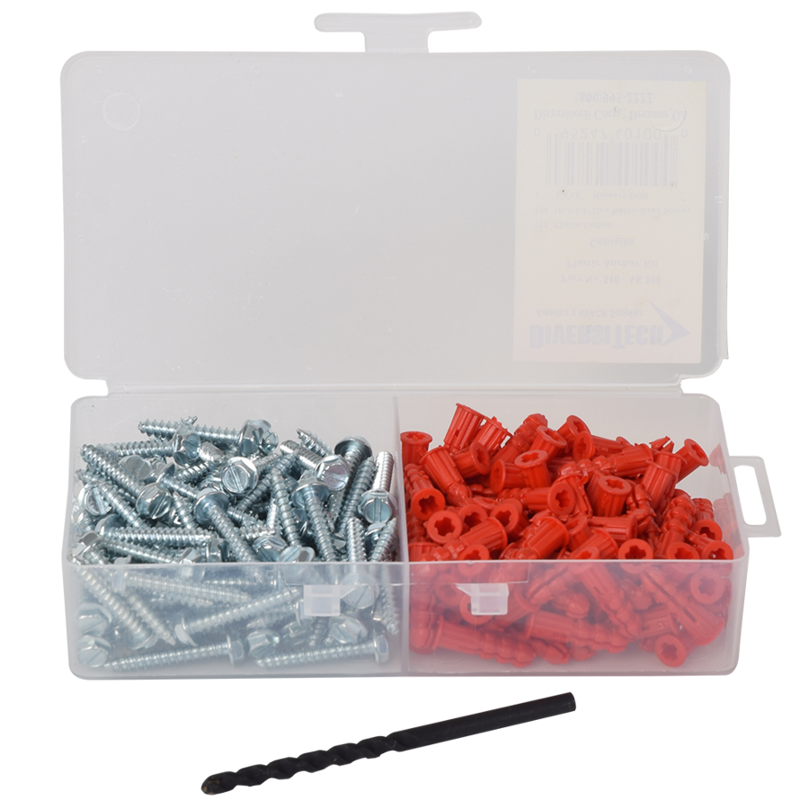 Diversitech 540-AK100 1 x 1/4 in. Plastic Anchor Kit 100 Anchors/Screws 1 Masonry Bit