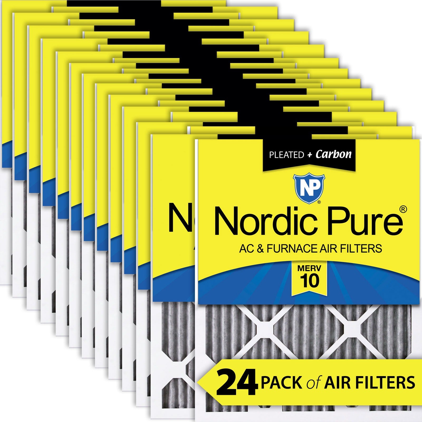NORDIC PURE Nordic Pure 18x18x1PM10C-24 Merv 10 Carbon Air Filter 24 Pack